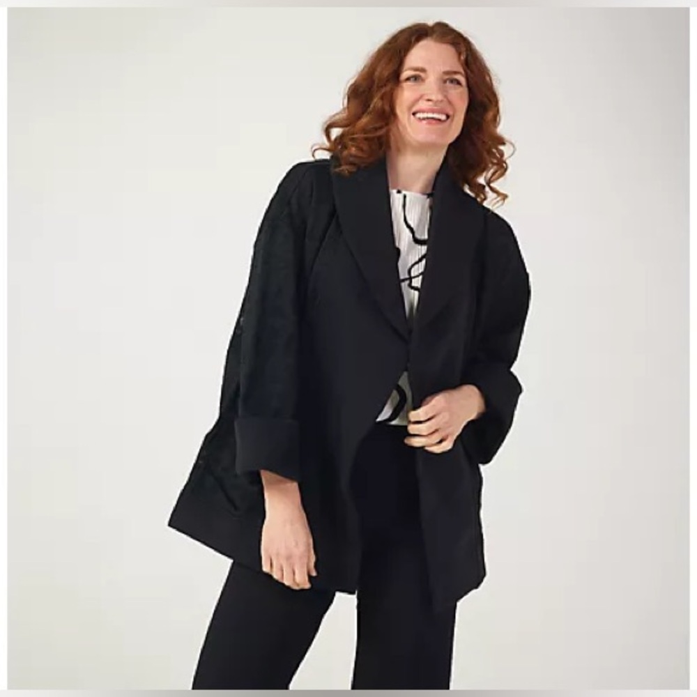 Wynne Collection Lace Mesh Jacket with Chiffon Lining